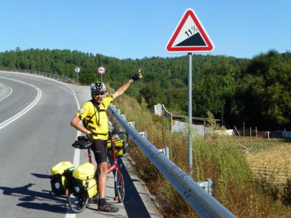 Jim isn't surprised by the gradient but by seeing a warning sign!