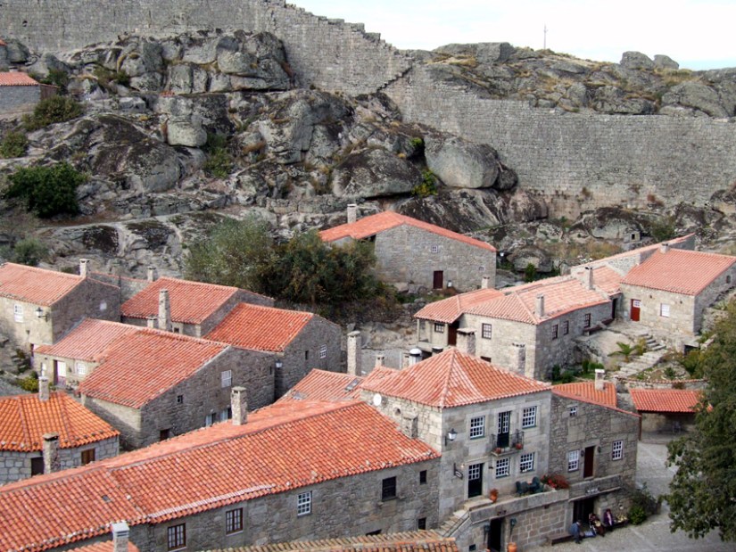 Looking down from the walls into the old part of Sortelha
